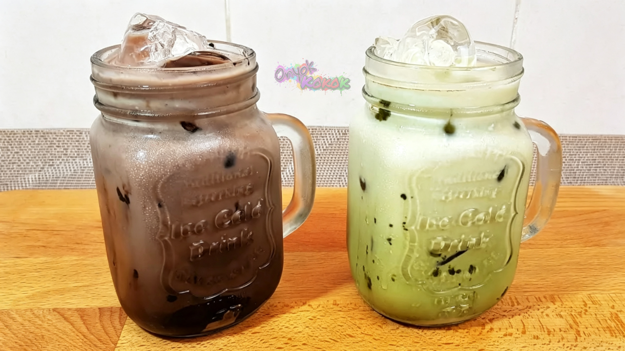 Iced Dark Cocoa Latte and Iced Matcha Latte
